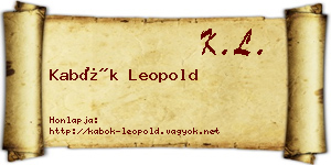 Kabók Leopold névjegykártya